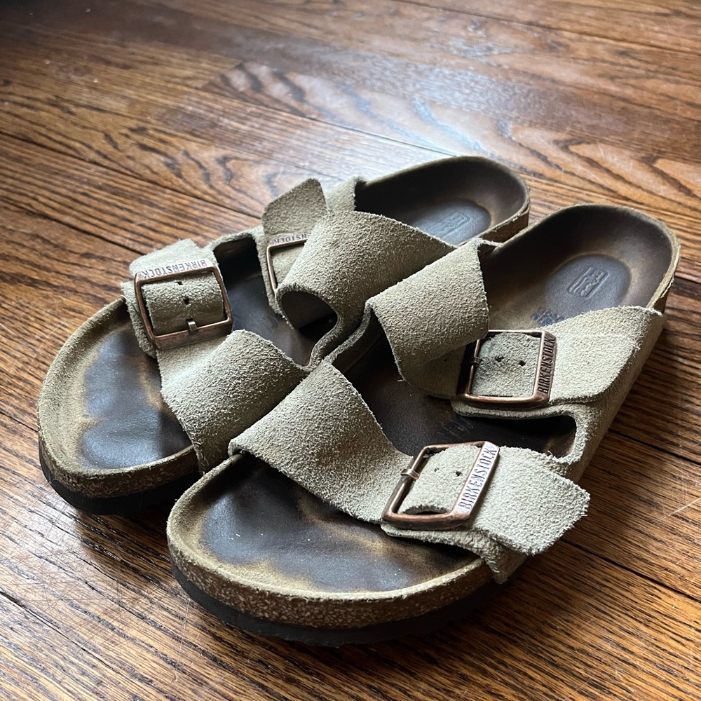 Birkenstock suede tan sandals
